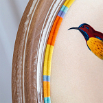 Стул бежевый в разноцветную полоску из натурального бука с изображением птиц и цветов Blooming Birds Colorful Stripes Chair варинант исполнения - 5 | Loft Concept в Рязани