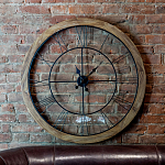 Часы настенные деревянные с римскими цифрами чёрного цвета Clock with History варинант исполнения - 2 | Loft Concept в Рязани