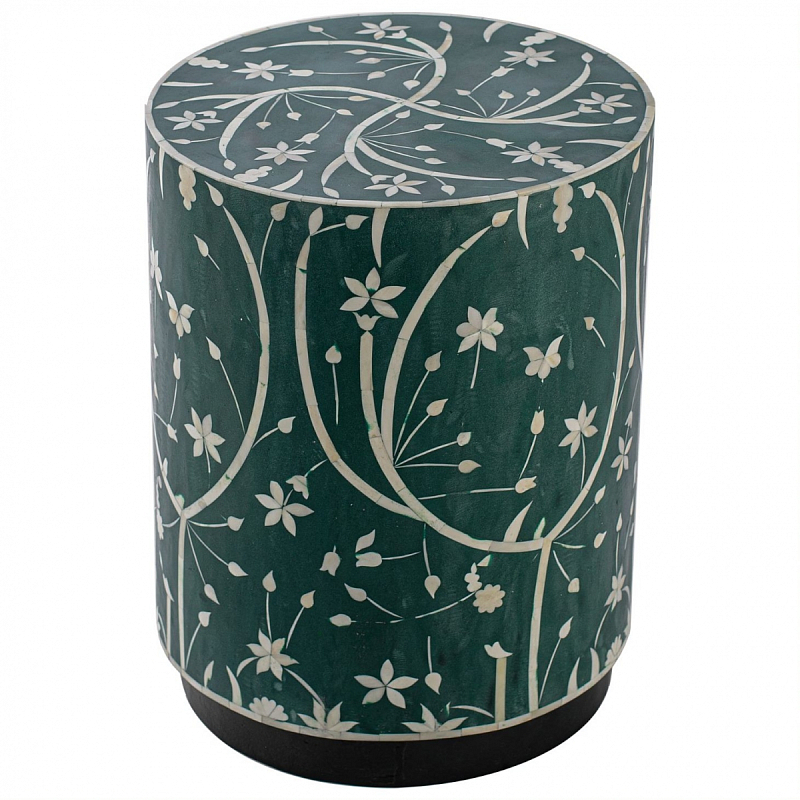 Табурет Green Flower Indian Bone Inlay stool Зеленый Табурет Green Flower Indian Bone Inlay stool Зеленый в Рязани | Loft Concept