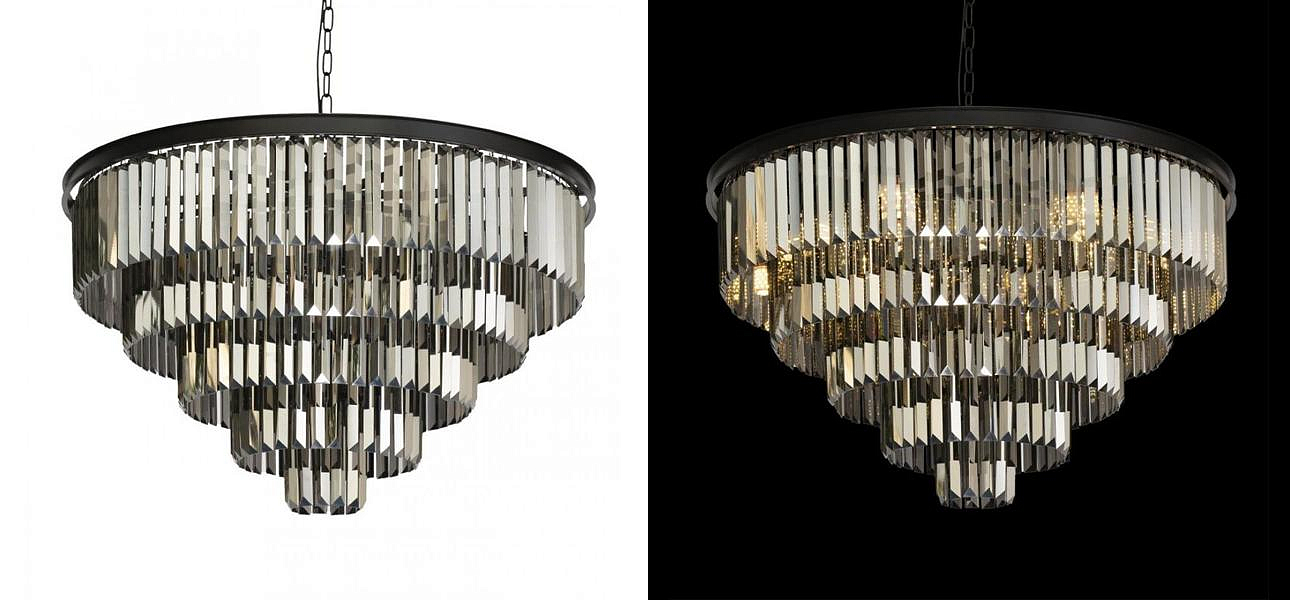 Круглая Люстра RH 1920s Odeon Black iron Five Layers Серое Стекло диаметр 80 см Круглая Люстра RH 1920s Odeon Black iron Five Layers Серое Стекло диаметр 80 см - Loft-Concept в Рязани