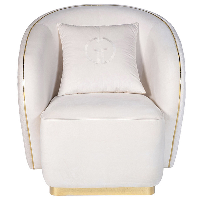 Кресло велюровое оттенка слоновой кости с простроченной спинкой Perfect Comfort ivory ( слоновая кость ) Золотой Кресло велюровое оттенка слоновой кости с простроченной спинкой Perfect Comfort ivory ( слоновая кость ) Золотой в Рязани | Loft Concept