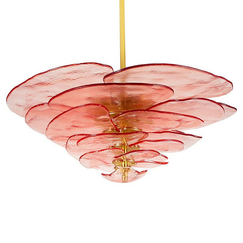Люстра из розового стекла в форме листьев лотоса Glass Pink Sculpture Розовый Люстра из розового стекла в форме листьев лотоса Glass Pink Sculpture Розовый в Рязани | Loft Concept