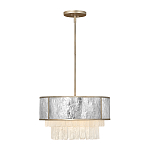 Люстра круглая с подвесками из текстурированного стекла молочного цвета Hinkley варинант исполнения - 9 | Loft Concept в Рязани