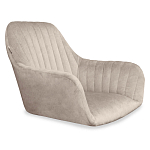 Барный стул со спинкой и подлокотниками на 4-х коричневых деревянных ножках Бежевый Велюр Ava Charm варинант исполнения - 5 | Loft Concept в Рязани