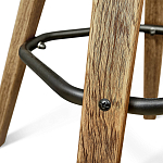 Барный стул со спинкой и металлической подставкой на 4-х деревянных ножках Зеленый Велюр Vendramin Chair варинант исполнения - 7 | Loft Concept в Рязани