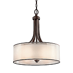 Люстра подвесная с двойным круглым плафоном из органзы и матового стекла Kichler варинант исполнения - 5 | Loft Concept в Рязани