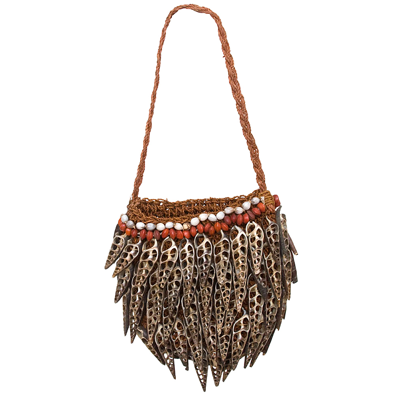 Декоративный аксессуар сумка из ракушек Aboriginal Lacy Shells Bag Коричневый Декоративный аксессуар сумка из ракушек Aboriginal Lacy Shells Bag Коричневый в Рязани | Loft Concept