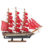 Декоративная модель деревянного парусника с красными парусами в подарочной упаковке With The low варинант исполнения - 1 | Loft Concept в Рязани