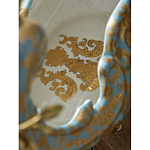 Чаша голубого цвета с оранментом и и бронзовыми фигурами леопардов Eden Garden варинант исполнения - 11 | Loft Concept в Рязани