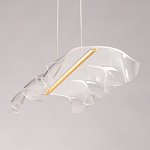 Люстра линейная с 3-мя белыми волнистыми плафонами Wave Line варинант исполнения - 7 | Loft Concept в Рязани