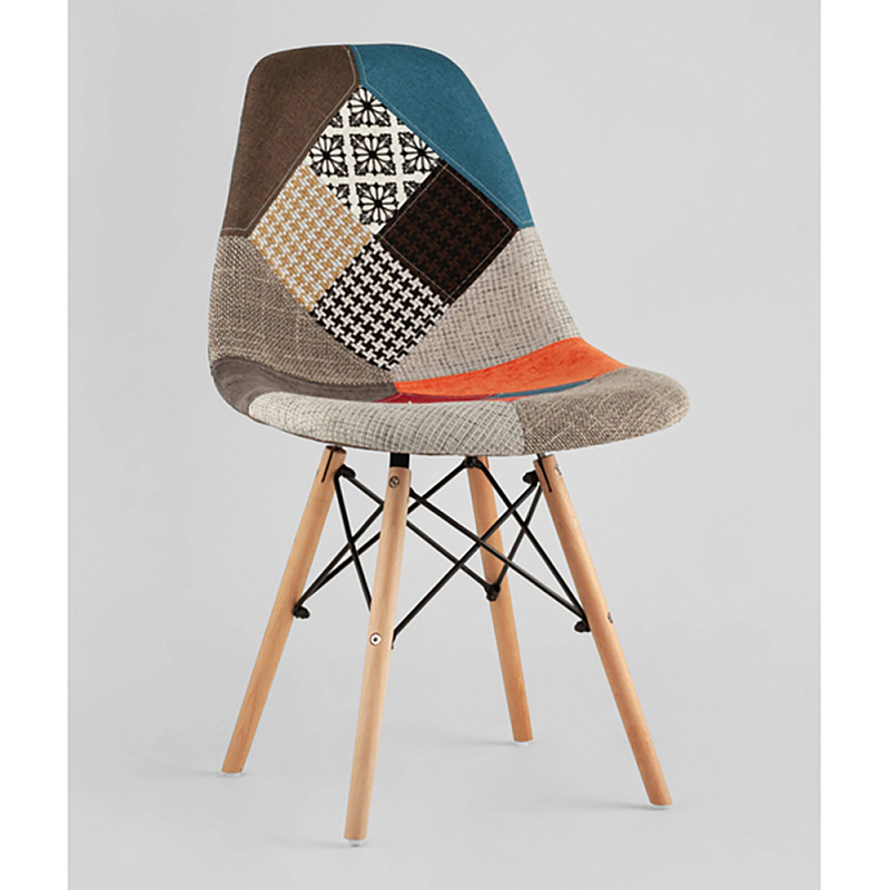 Пластиковый стул на ножках из массива бука Eames Пэчворк Мульти Древесина в Рязани | Loft Concept 