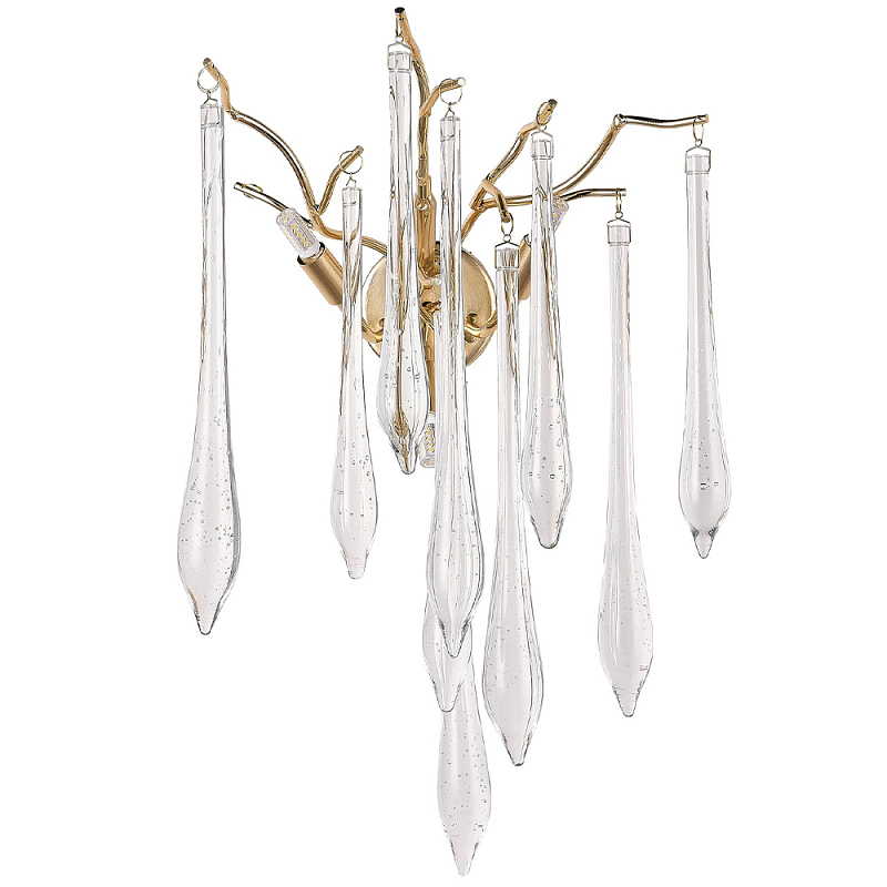 Бра с хрустальными подвесками в виде капель Droplet Crystal Gold Wall Lamp Золотой Прозрачный Бра с хрустальными подвесками в виде капель Droplet Crystal Gold Wall Lamp Золотой Прозрачный в Рязани | Loft Concept