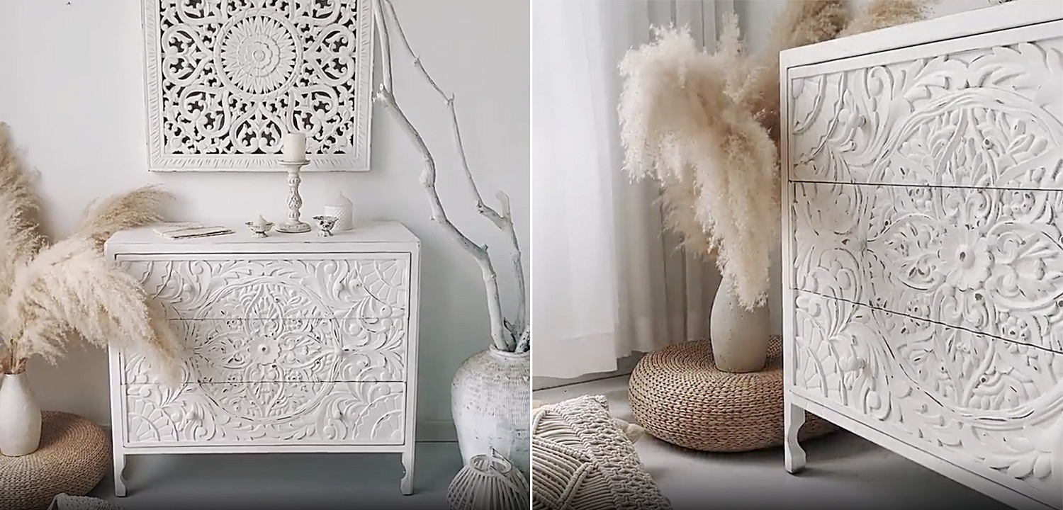 Комод с резным декорированным фасадом Matsi Provence Chest of Drawers Белый Комод с резным декорированным фасадом Matsi Provence Chest of Drawers Белый - Loft-Concept в Рязани