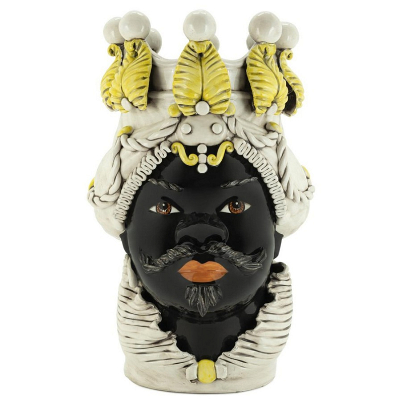 Ваза Vase Moro Man Yellow Big Черный Бежевый Желтый Ваза Vase Moro Man Yellow Big Черный Бежевый Желтый в Рязани | Loft Concept