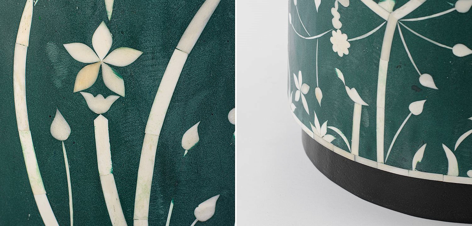 Табурет Green Flower Indian Bone Inlay stool Табурет Green Flower Indian Bone Inlay stool - Loft-Concept в Рязани