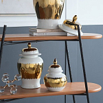 Ваза белая с крышкой и золотистыми фрагментами 24 см Chinoiserie Ceramics варинант исполнения - 4 | Loft Concept в Рязани