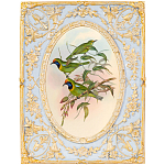 Декоративный постер с изображением птиц в раме с рельефным растительным узором Blooming Birds Poster варинант исполнения - 4 | Loft Concept в Рязани