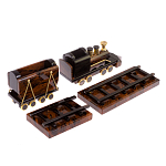 Часы настольные в виде паровоза из натурального камня Обсидиан Train Stone Clock варинант исполнения - 3 | Loft Concept в Рязани