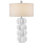 Настольная лампа белая с тканевым абажуром в форме цилиндра Morphing варинант исполнения - 3 | Loft Concept в Рязани