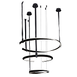 Люстра подвесная с 3-мя кольцами из кожаных ремней черного цвета Half Ring Horizontal  варинант исполнения - 2 | Loft Concept в Рязани