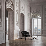 Люстра подвесная круглая с изогнутыми металлическими дугами и ниспадающими цепочками 65 см Atlantis Chain варинант исполнения - 18 | Loft Concept в Рязани