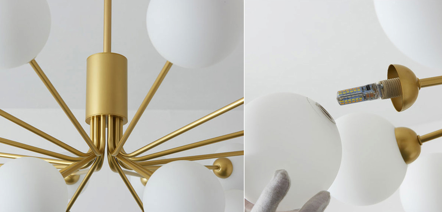 Люстра Berries Chandelier White Balloons Gold 18 Люстра Berries Chandelier White Balloons Gold 18 - Loft-Concept в Рязани