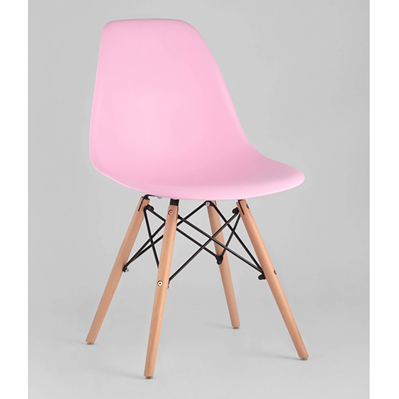 Пластиковый стул на ножках из массива бука Eames Pink Розовый Древесина Пластиковый стул на ножках из массива бука Eames Pink Розовый Древесина в Рязани | Loft Concept