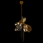 Люстра подвесная со стеклянными плафонами из дымчатого и золотистого с тремя вертикальными подвесками Gilded Mirage  варинант исполнения - 6 | Loft Concept в Рязани