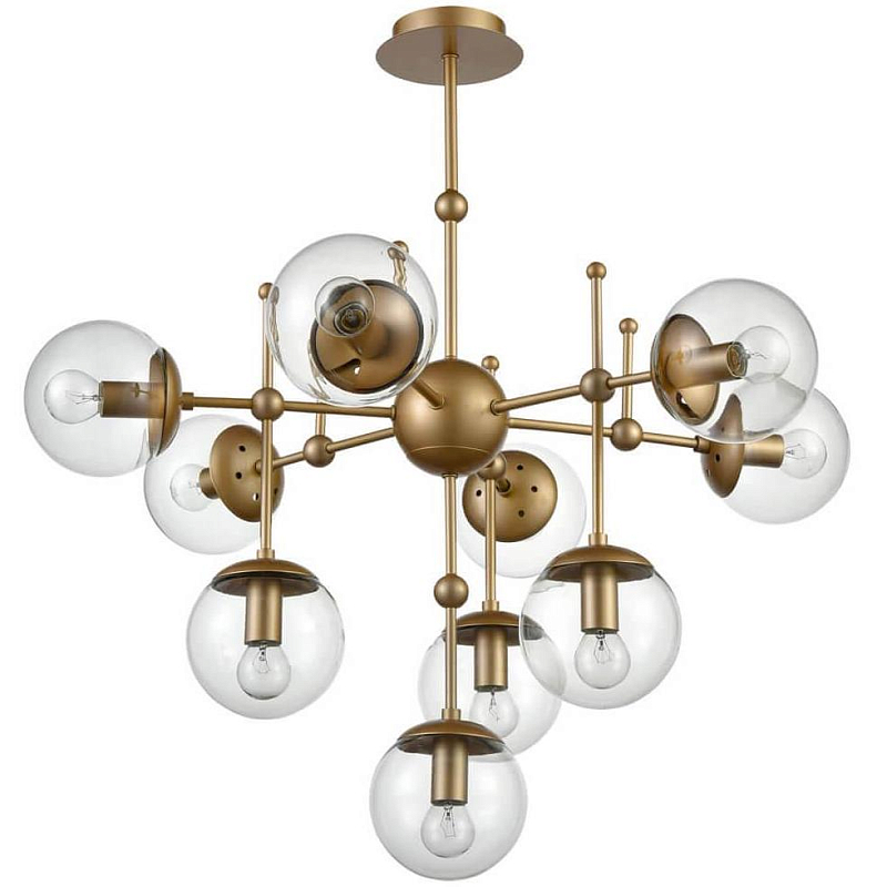 Люстра Gold Balls Chandelier 10 Золотой Прозрачный Люстра Gold Balls Chandelier 10 Золотой Прозрачный в Рязани | Loft Concept