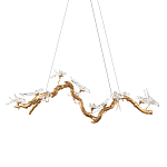 Люстра подвесная линейная с прозрачными стеклянными птичками на ветвях Serip Voa варинант исполнения - 1 | Loft Concept в Рязани