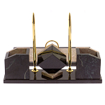 Настольный письменный набор из бежевого мрамора с часами Marble Accessory варинант исполнения - 3 | Loft Concept в Рязани