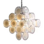 Люстра  с каскадом из круглых декоративных элементов  White Clear Glass Chandelier варинант исполнения - 6 | Loft Concept в Рязани