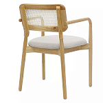 Стул обеденный с мягким сиденьем и спинкой из плетеного ротанга Wood and Textile Chair варинант исполнения - 3 | Loft Concept в Рязани