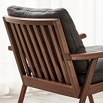 Кресло c каркасом из массива дерева и мягкой кожаной обивкой Walnut Armchair варинант исполнения - 9 | Loft Concept в Рязани