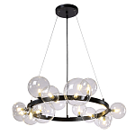 Люстра круглая подвесная с 15-ю прозрачными шарообразными плафонами из стекла Iona chandelier варинант исполнения - 8 | Loft Concept в Рязани