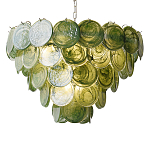 Люстра из зеленых стеклянных дисков с перламутровым эффектом Green Glowing Glaze варинант исполнения - 6 | Loft Concept в Рязани