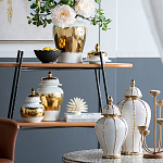 Ваза с золотыми полосами на белом фоне Chinoiserie Ceramics варинант исполнения - 4 | Loft Concept в Рязани