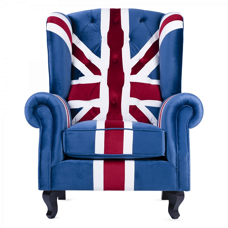 Кресло Armchair Union Jack velvet Белый Синий Красный Кресло Armchair Union Jack velvet Белый Синий Красный в Рязани | Loft Concept