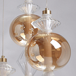 Люстра с плафонами из прозрачного и янтарного стекла в виде шаров и ромбов Gabriel Scott Luna варинант исполнения - 9 | Loft Concept в Рязани