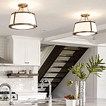 Потолочный светильник со светлым текстильным абажуром Hinkley варинант исполнения - 10 | Loft Concept в Рязани