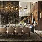 Подвесная люстра в виде ветвей деревьев золотого цвета с прозрачными подвесками-каплями 10 и 14 ламп Droplet Chandelier варинант исполнения - 7 | Loft Concept в Рязани