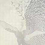 Обои ручная роспись в стиле Арт-деко Whistler Peacocks Special Colourway on 12 Carat White Gold gilded silk варинант исполнения - 2 | Loft Concept в Рязани