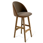 Барный стул со спинкой на 4-х деревянных ножках Коричневый Велюр Vendramin Chair  варинант исполнения - 1 | Loft Concept в Рязани