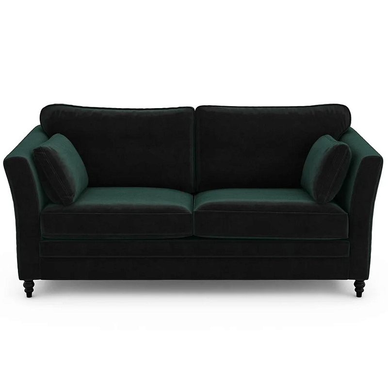 Диван с обивкой из велюра зеленый Gibbs Dark Green Sofa Зеленый Черный Диван с обивкой из велюра зеленый Gibbs Dark Green Sofa Зеленый Черный в Рязани | Loft Concept