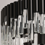 Люстра круглая из матового черного металла с подвесками из прозрачных стеклянных трубок Noir Tubes варинант исполнения - 7 | Loft Concept в Рязани