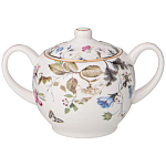 Чайный сервиз из фарфора белый с рисунком цветов на 6 персон 14 предметов Garden Whisper Porcelain Set  варинант исполнения - 3 | Loft Concept в Рязани