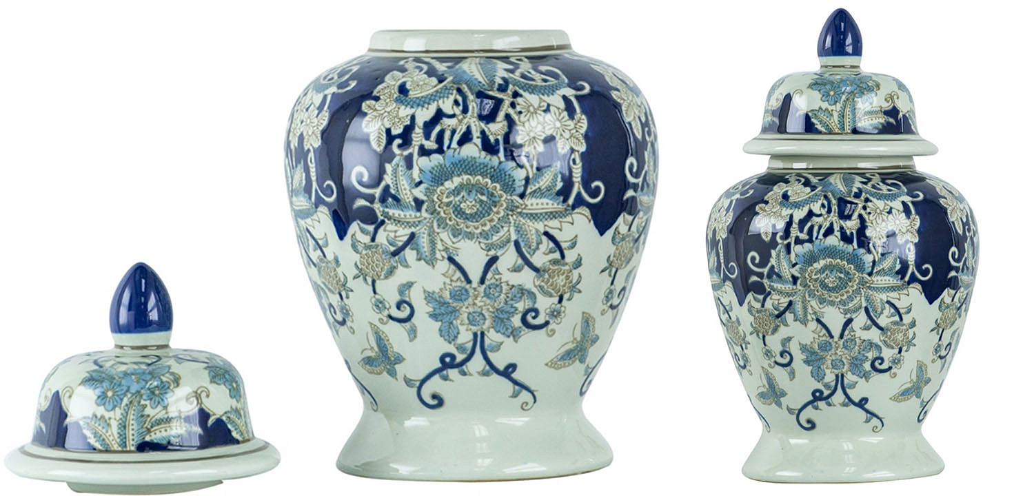 Ваза с крышкой Blue & White Ornament Vase 42 Ваза с крышкой Blue & White Ornament Vase 42 - Loft-Concept в Рязани