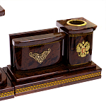 Настольный письменный набор с часами и визитницами из природного камня обсидиана Royal Present варинант исполнения - 3 | Loft Concept в Рязани