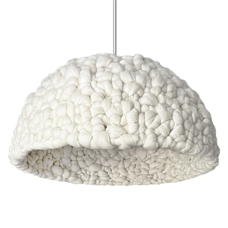 Вязаный подвесной светильник из шерсти Dome Wool Lamp Белый Вязаный подвесной светильник из шерсти Dome Wool Lamp Белый в Рязани | Loft Concept