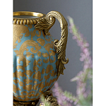 Ваза голубого цвета из фарфора с золотым растительным орнаментом и бронзовыми фигурками женщин Eden Garden porcelain and bronze варинант исполнения - 8 | Loft Concept в Рязани